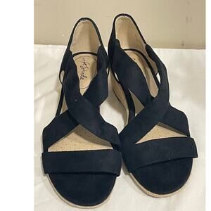 LifeStride Siesta Espadrilles Like New Black Comfortable Classic Sz 8.5